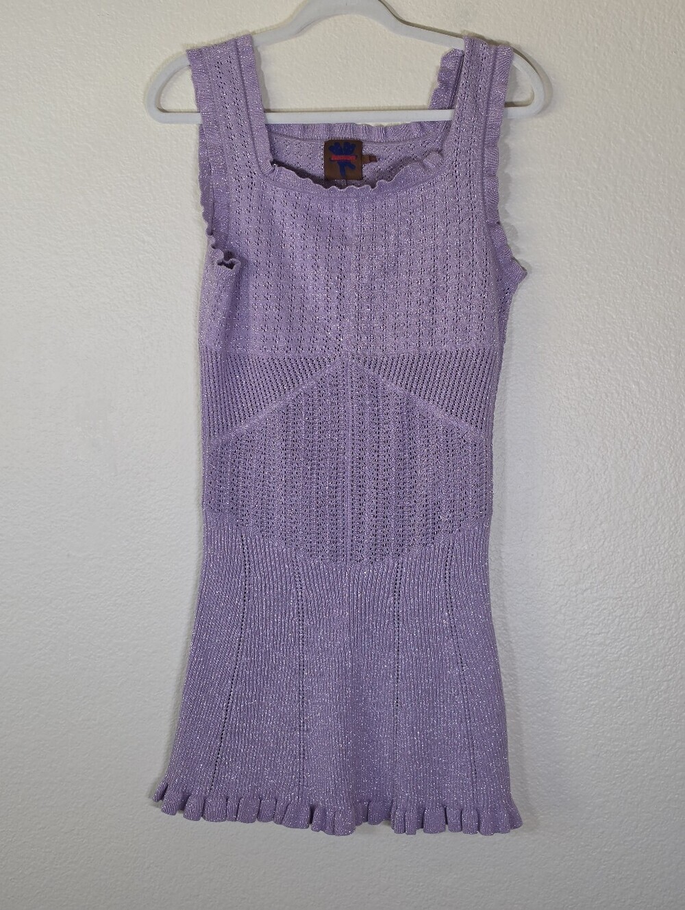 Heaven by Marc Jacobs Lilac Pointelle Mini Dress L - Picture 6 of 11